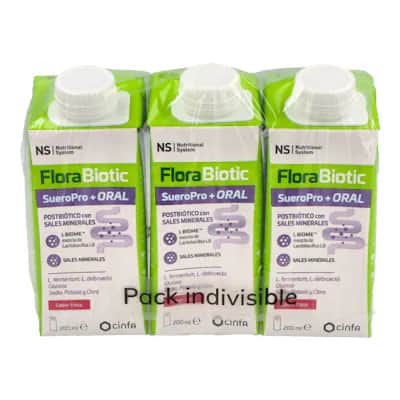 NS Nutritional System Florabiotic Sueropro+ Oral Fresa 3x200ml
